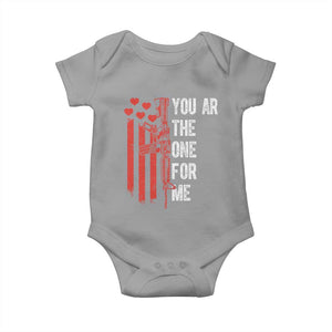 You AR The One for Me Baby Onesie Patriotic Valentine Gun Romantic Rifle and Flag TS02 Sport Gray Print Your Wear