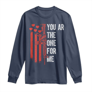 You AR The One for Me Long Sleeve Shirt Patriotic Valentine Gun Romantic Rifle and Flag TS02 Navy Print Your Wear