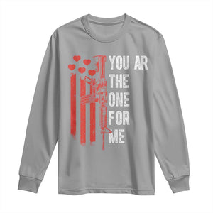 You AR The One for Me Long Sleeve Shirt Patriotic Valentine Gun Romantic Rifle and Flag TS02 Sport Gray Print Your Wear