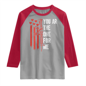 You AR The One for Me Raglan Shirt Patriotic Valentine Gun Romantic Rifle and Flag TS02 Sport Gray Red Print Your Wear