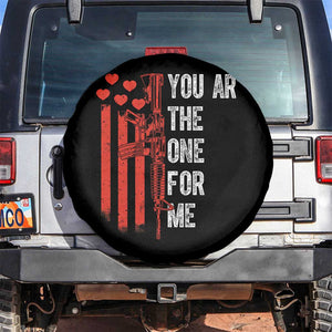 You AR The One for Me Spare Tire Cover Patriotic Valentine Gun Romantic Rifle and Flag TS02 No hole Black Print Your Wear