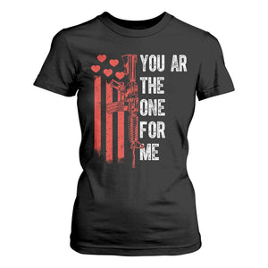 You AR The One for Me T Shirt For Women Patriotic Valentine Gun Romantic Rifle and Flag TS02 Black Print Your Wear