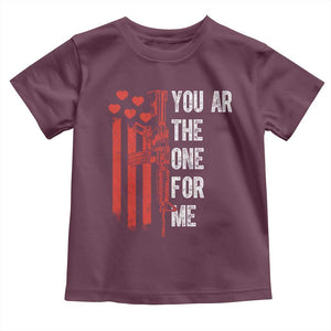 You AR The One for Me Toddler T Shirt Patriotic Valentine Gun Romantic Rifle and Flag TS02 Maroon Print Your Wear