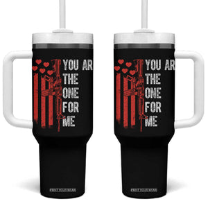 You AR The One for Me Tumbler With Handle Patriotic Valentine Gun Romantic Rifle and Flag TS02 One Size: 40 oz Black Print Your Wear