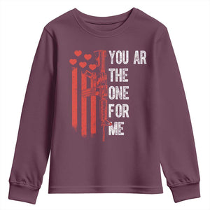 You AR The One for Me Youth Sweatshirt Patriotic Valentine Gun Romantic Rifle and Flag TS02 Maroon Print Your Wear