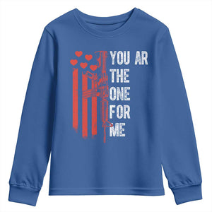 You AR The One for Me Youth Sweatshirt Patriotic Valentine Gun Romantic Rifle and Flag TS02 Royal Blue Print Your Wear