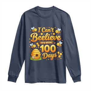 I Can't Believe It's Been 100 Days of School Cute Bee Long Sleeve Shirt TS02 Navy Print Your Wear