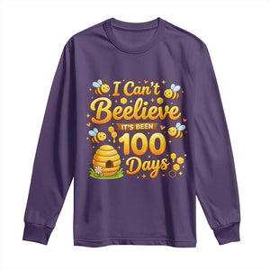 I Can't Believe It's Been 100 Days of School Cute Bee Long Sleeve Shirt TS02 Purple Print Your Wear