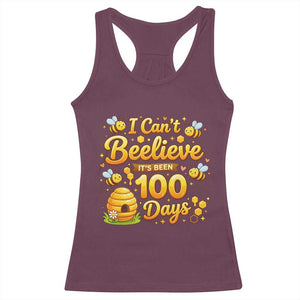 I Can't Believe It's Been 100 Days of School Cute Bee Racerback Tank Top TS02 Maroon Print Your Wear