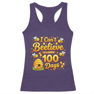 I Can't Believe It's Been 100 Days of School Cute Bee Racerback Tank Top TS02 Purple Print Your Wear