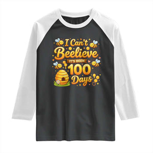 I Can't Believe It's Been 100 Days of School Cute Bee Raglan Shirt TS02 Black White Print Your Wear