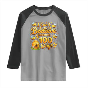 I Can't Believe It's Been 100 Days of School Cute Bee Raglan Shirt TS02 Sport Gray Black Print Your Wear