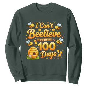 I Can't Believe It's Been 100 Days of School Cute Bee Sweatshirt TS02 Dark Forest Green Print Your Wear