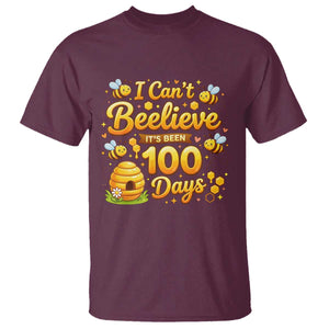 I Can't Believe It's Been 100 Days of School Cute Bee T Shirt TS02 Maroon Print Your Wear