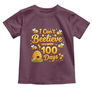 I Can't Believe It's Been 100 Days of School Cute Bee Toddler T Shirt TS02 Maroon Print Your Wear