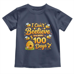 I Can't Believe It's Been 100 Days of School Cute Bee Toddler T Shirt TS02 Navy Print Your Wear
