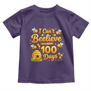 I Can't Believe It's Been 100 Days of School Cute Bee Toddler T Shirt TS02 Purple Print Your Wear