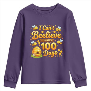 I Can't Believe It's Been 100 Days of School Cute Bee Youth Sweatshirt TS02 Purple Print Your Wear
