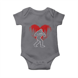 Funny Valentine Bigfoot in Love Heart Hand Sign Baby Onesie Romantic Sasquatch in Forest Valentines Day TS02 Charcoal Print Your Wear