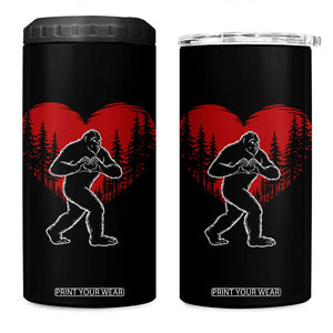 Funny Valentine Bigfoot in Love Heart Hand Sign 4 in 1 Can Cooler Tumbler Romantic Sasquatch in Forest Valentines Day TS02 One Size: 16 oz Black Print Your Wear