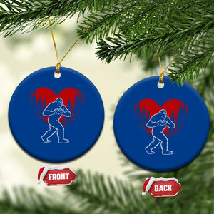 Funny Valentine Bigfoot in Love Heart Hand Sign Ceramic Ornament Romantic Sasquatch in Forest Valentines Day TS02 1pc Blue Print Your Wear