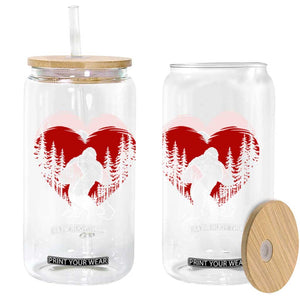 Funny Valentine Bigfoot in Love Heart Hand Sign Glass Can Romantic Sasquatch in Forest Valentines Day TS02 Print Your Wear