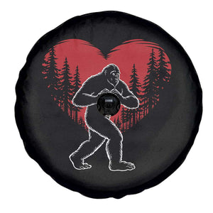 Funny Valentine Bigfoot in Love Heart Hand Sign Spare Tire Cover Romantic Sasquatch in Forest Valentines Day TS02 Print Your Wear