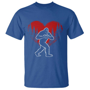 Funny Valentine Bigfoot in Love Heart Hand Sign T Shirt Romantic Sasquatch in Forest Valentines Day TS02 Royal Blue Print Your Wear