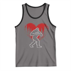Funny Valentine Bigfoot in Love Heart Hand Sign Tank Top Romantic Sasquatch in Forest Valentines Day TS02 Deep Heather Black Print Your Wear
