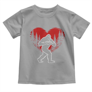 Funny Valentine Bigfoot in Love Heart Hand Sign Toddler T Shirt Romantic Sasquatch in Forest Valentines Day TS02 Sport Gray Print Your Wear