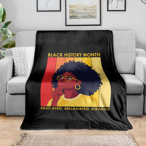 Black History Month Afro Woman Throw Blanket Educated Melanated Elevated African American Empowerment TS02 Print Your Wear
