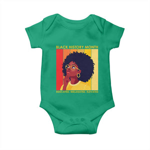 Black History Month Afro Woman Baby Onesie Educated Melanated Elevated African American Empowerment TS02 Irish Green Print Your Wear