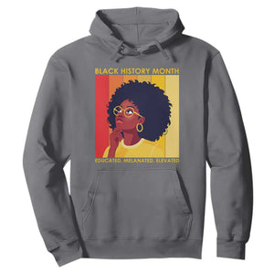 Black History Month Afro Woman Hoodie Educated Melanated Elevated African American Empowerment TS02 Charcoal Print Your Wear
