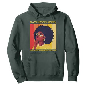 Black History Month Afro Woman Hoodie Educated Melanated Elevated African American Empowerment TS02 Dark Forest Green Print Your Wear