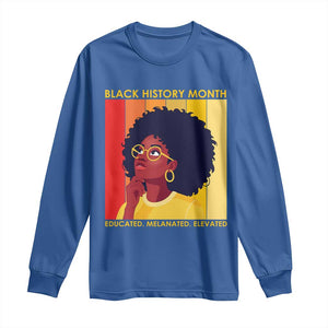 Black History Month Afro Woman Long Sleeve Shirt Educated Melanated Elevated African American Empowerment TS02 Royal Blue Print Your Wear