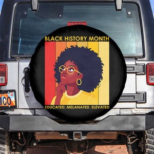 Black History Month Afro Woman Spare Tire Cover Educated Melanated Elevated African American Empowerment TS02 No hole Black Print Your Wear