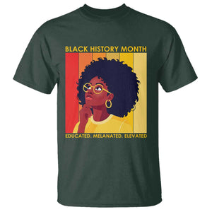 Black History Month Afro Woman T Shirt Educated Melanated Elevated African American Empowerment TS02 Dark Forest Green Print Your Wear