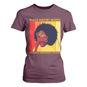 Black History Month Afro Woman T Shirt For Women Educated Melanated Elevated African American Empowerment TS02 Maroon Print Your Wear