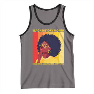 Black History Month Afro Woman Tank Top Educated Melanated Elevated African American Empowerment TS02 Deep Heather Black Print Your Wear