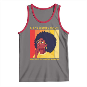 Black History Month Afro Woman Tank Top Educated Melanated Elevated African American Empowerment TS02 Deep Heather Red Print Your Wear
