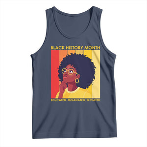 Black History Month Afro Woman Tank Top Educated Melanated Elevated African American Empowerment TS02 Navy Print Your Wear