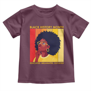 Black History Month Afro Woman Toddler T Shirt Educated Melanated Elevated African American Empowerment TS02 Maroon Print Your Wear