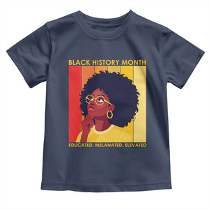 Black History Month Afro Woman Toddler T Shirt Educated Melanated Elevated African American Empowerment TS02 Navy Print Your Wear