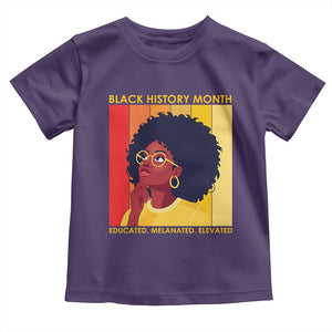 Black History Month Afro Woman Toddler T Shirt Educated Melanated Elevated African American Empowerment TS02 Purple Print Your Wear