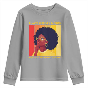 Black History Month Afro Woman Youth Sweatshirt Educated Melanated Elevated African American Empowerment TS02 Sport Gray Print Your Wear