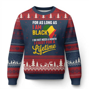 I Am Black History I Exist for a Lifetime Ugly Christmas Sweater Black Pride African American Empowerment TS02 Navy Red Print Your Wear