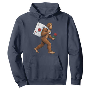 Funny Valentine Bigfoot with Heart Sack Bag Hoodie Romantic Sasquatch Love Letter Valentines Day TS02 Navy Print Your Wear
