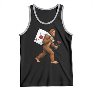 Funny Valentine Bigfoot with Heart Sack Bag Tank Top Romantic Sasquatch Love Letter Valentines Day TS02 Black Athletic Heather Print Your Wear