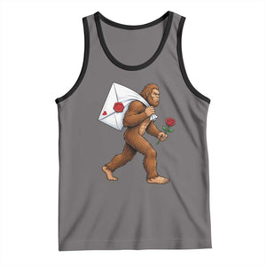 Funny Valentine Bigfoot with Heart Sack Bag Tank Top Romantic Sasquatch Love Letter Valentines Day TS02 Deep Heather Black Print Your Wear