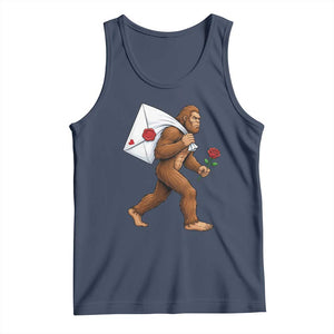 Funny Valentine Bigfoot with Heart Sack Bag Tank Top Romantic Sasquatch Love Letter Valentines Day TS02 Navy Print Your Wear